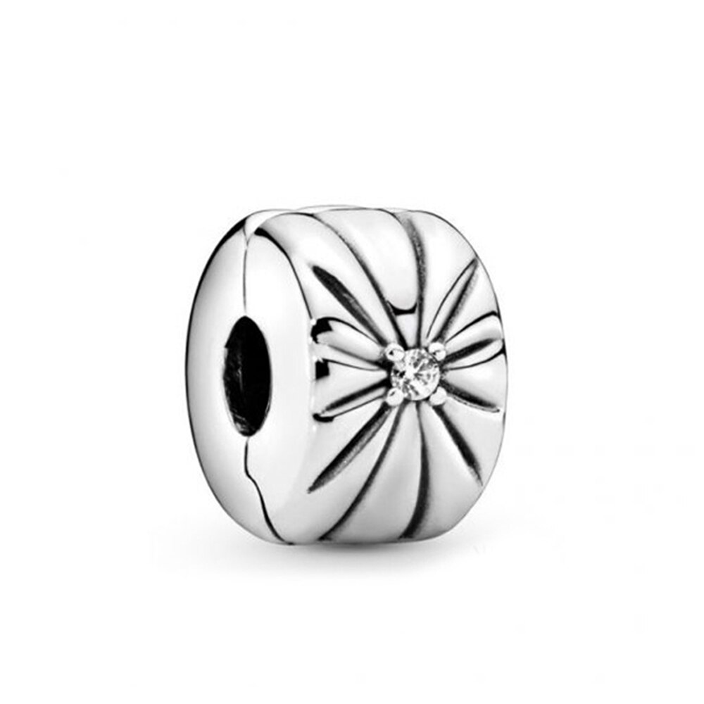 Popular 100% 925 Silver Original Jewelry Shining Crown Letter O Padlock Rock Star Pink Daisy Flower Clip Charm Fit DIY Bracelet: Brown