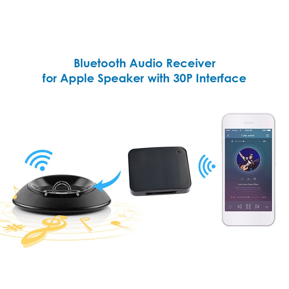 BT4877 30-Pin Bluetooth 5.0 A2DP Wireless Stereo Audio Receiver Adapter Dongle For Bose SoundDock II/10/Portable Speaker