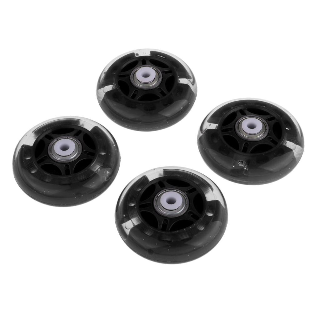 4Pcs Inline Sliding Flash PU Roller Skate Wheels for Skating Shoes: black