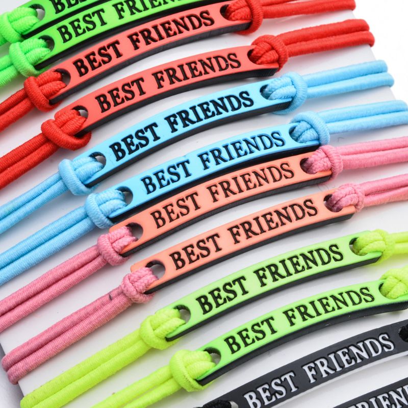 12Pcs Best Friends Good Luck Jesus Elastic Braided Bracelet Kit Alloy & Rope Elastic Bracelet BFF Kids Jewelry