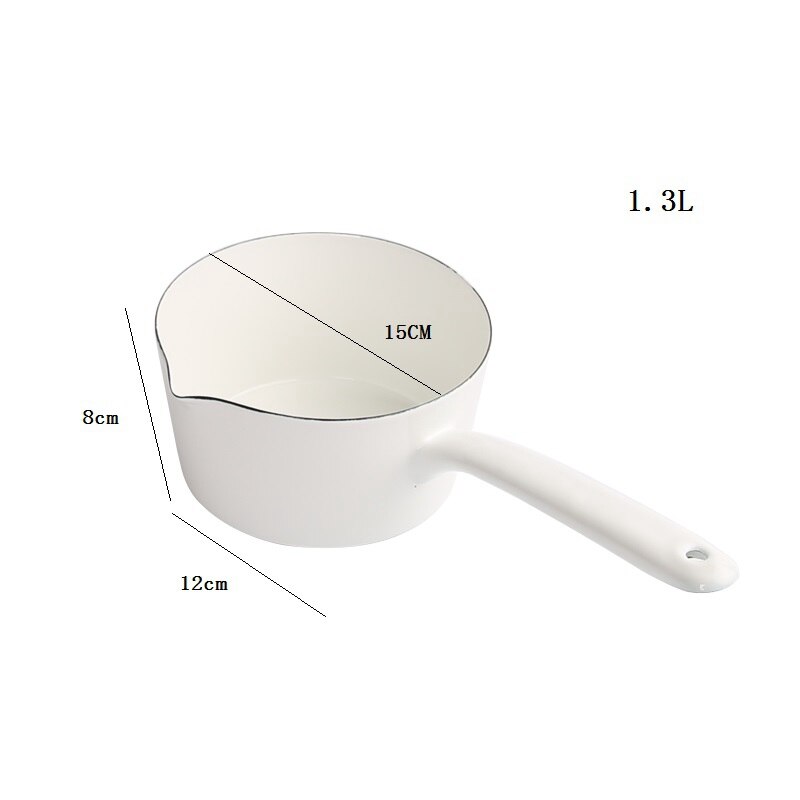 Olla de cocina de cerámica blanca de estilo japonés 1.3L, olla de cocina, sartén para comida de bebé, cacerola con mango largo para una persona