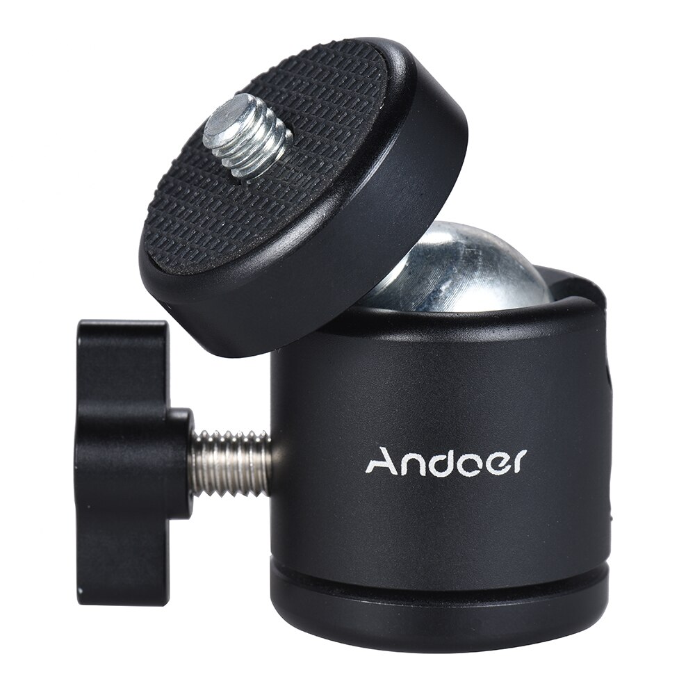 Andoer Mini Adaptador Ballhead Monte Tripé Cabeça Bola de Metal com 1/4 "Parafuso & 1/4" Buraco Do Parafuso