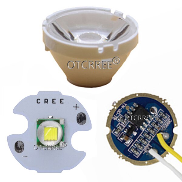 CREE XML XM-L T6 LED U2 10W Cold White 6500K/10000K High Power Led+3.7V 5 Modes 17mm led driver+T6 10 degree led lens DIY part: 16mm 6500K Kit / 1 Set