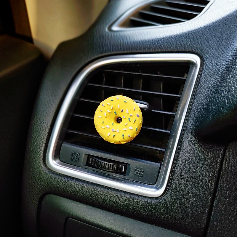 Mini Donuts, modèle de voiture, désodorisant d&#39;air, Simulation de Donuts, accessoires de voiture mignons, Clip d&#39;aromathérapie d&#39;intérieur pour femme: YELLOW