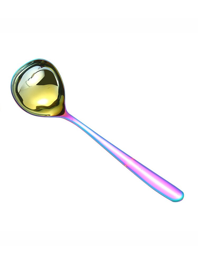 Long Handle Soup Spoon Stainless Steel Round Porridge Spoon Kitchen Cutlery Cooking Kitchen Gadgets Utensil Tool