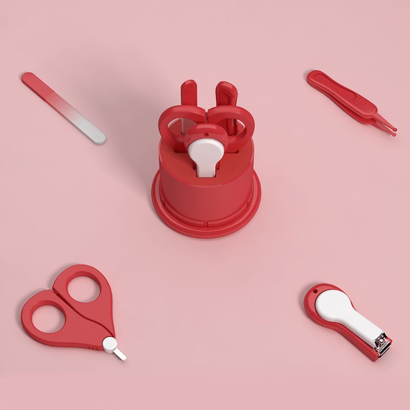 Baby Nagelverzorgingsset - 4-in-1 Manicureset - Roestvrij Staal & PP - Knipjes, Schaar, Pincet, Vijl