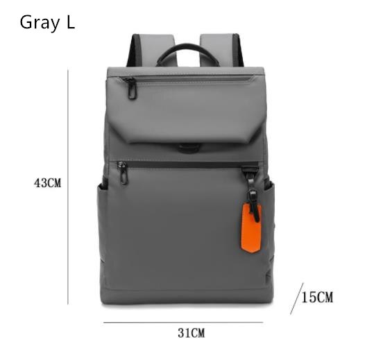Wasserdichter nylon-laptop-rucksack für #39 , schwarz, ideal für geschäftsreisen und den urbanen stil, mit usb-ladefunktion: Grau l