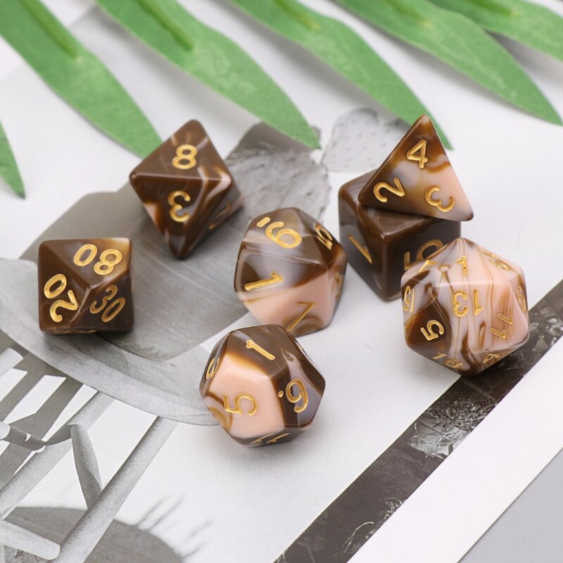 7pcs/set Polyhedral Dice Acrylic Digital Dice D4-D20 Dice For Dungeons&Dragon D&D RPG Poly Game