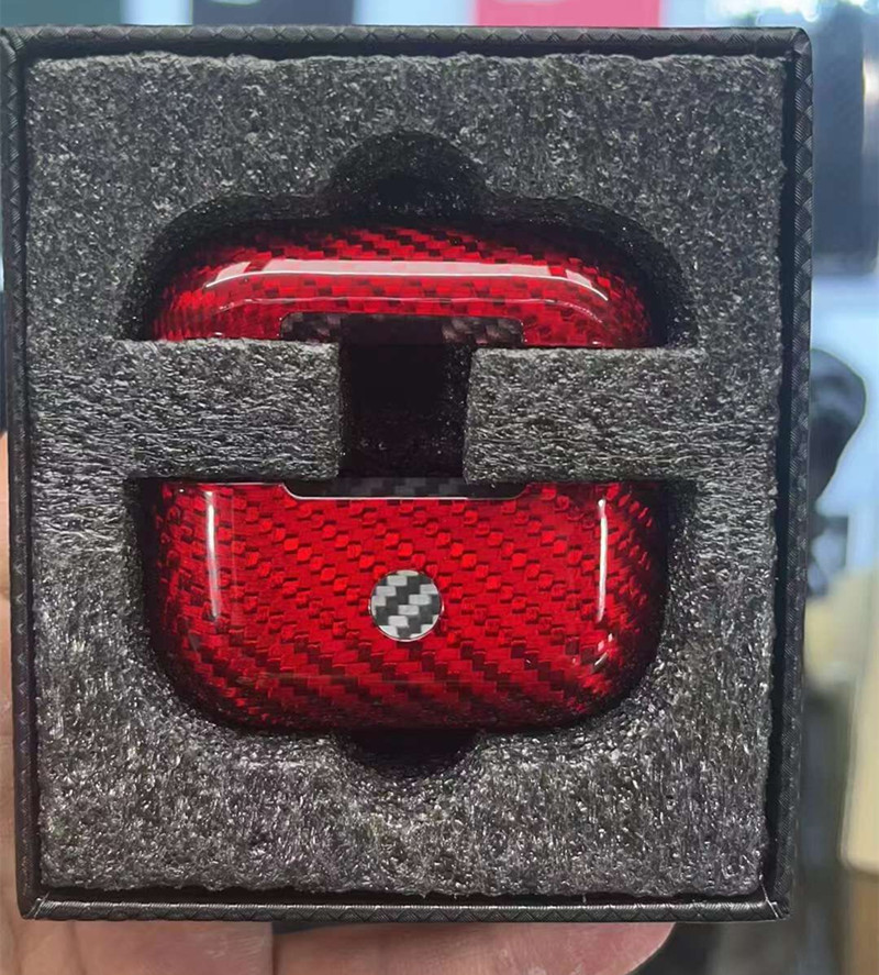 Funda de auriculares de fibra de carbono Real para Apple AirPods Pro 2(2022) auriculares inalámbricos Bluetooth de fibra de carbono para AirPods Pro): 2XS / Marrón