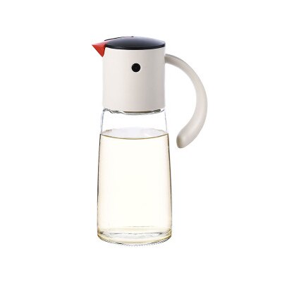 Kitchen Glass Oil Bottle Dispenser Automatic Opening Closing Home Bottles For Oil And Vinegar Honey Olive Oil Container: 380mL white