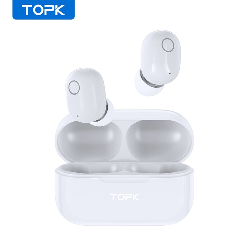 TOPK T12 TWS Bluetooth écouteurs 5.0 sans fil casque tactile contrôle vrai sans fil écouteurs dans l'oreille casque stéréo: White