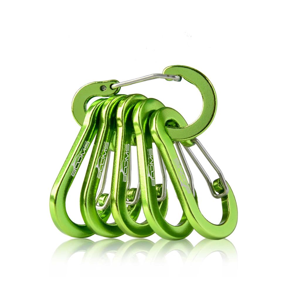 Ausleger Angeln CC1 Stahl Kleine Karabiner Clips draussen Camping Multi Werkzeug Angeln Acessories 6 stücke: grün