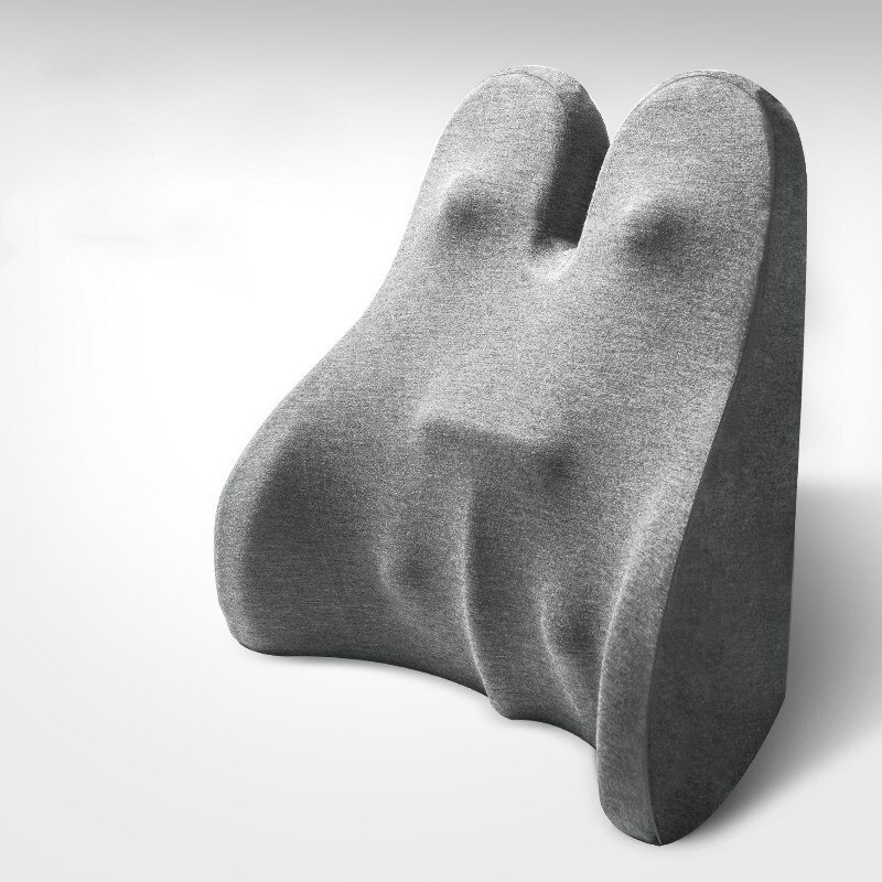 Stol rygstøtte ren memory foam lændestøtte rygpude med justerbare stropper sort vaskbart betræk lindring af rygsmerter 7025: Lysegrå nyt design