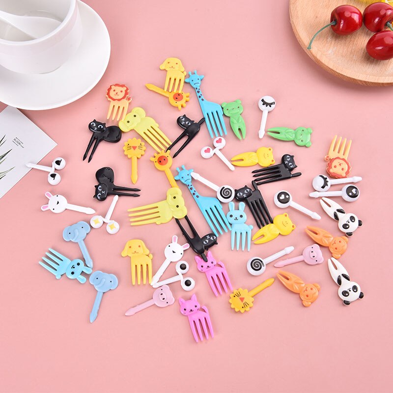 Fruit Vork Mini Cartoon Kinderen Eten Fruit Pick Tandenstoker Party Decoratie Kleur Willekeurige Brand En