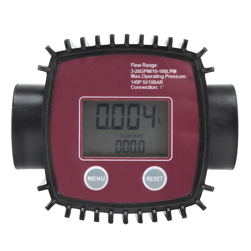 K24 Digital Turbine Flow Meter 1" Internal Thread for Water Gasoline Diesel Kerosene Chemical Liquid: Red