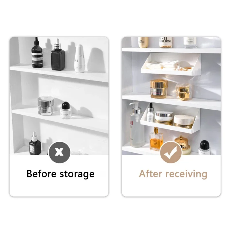 Opbergdozen voor aan de muur, badkamerorganizer, opbergdoos met schuine opening voor katoenen pleisters, make-uplijm, sieradenhouder.