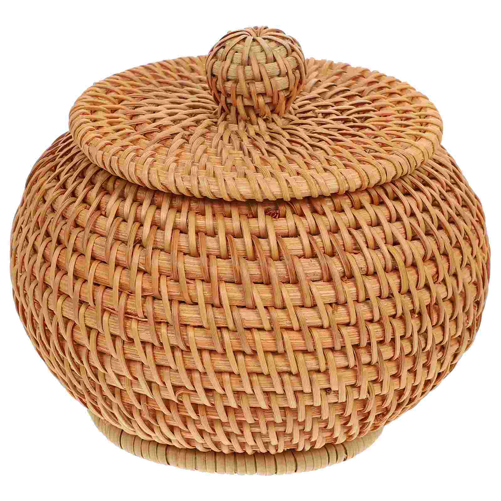 1Pc Woven Storage Basket Natural Rattan Woven Multi-use Storage Organizer Sundries Basket