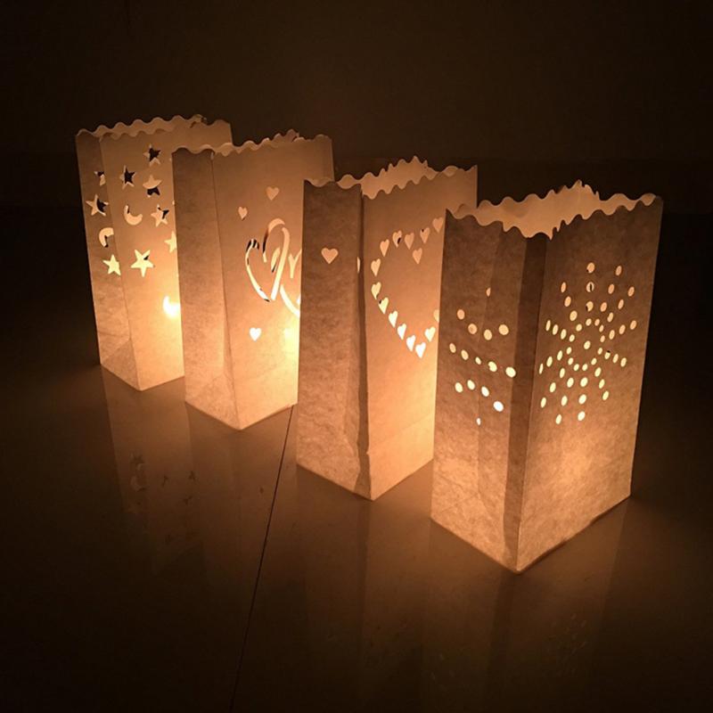 10Pcs Wedding Hart Licht Houder Papieren Lantaarn Kaars Zak Thuis Romantische Bruiloft Decoratie Valentijnsdag Levert