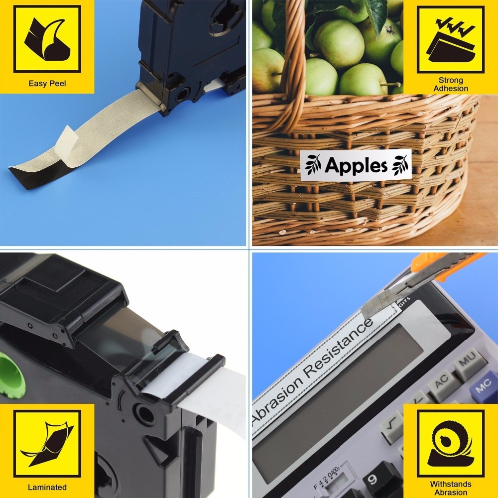 HSe-211 5.8mm noir sur gaine thermorétractable blanche/tube pour imprimante Brother PT-E300 ruban d'étiquettes imprimable HS211 HS-211 HSE211