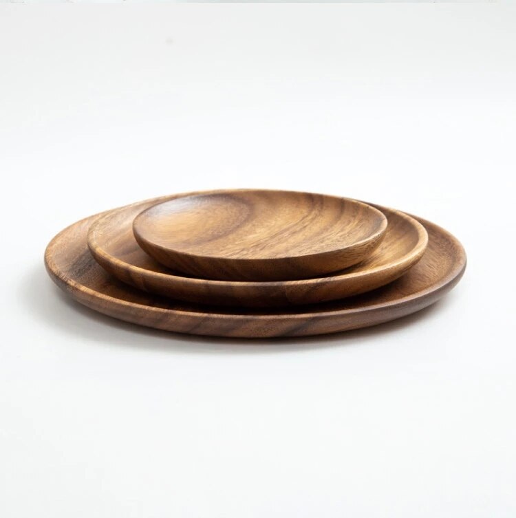 Wood Dinner Plates Decorative Wooden Serving Platter for Food Fruit Tray Appetizer Dessert Salad Plates Plates for Dishes Snack