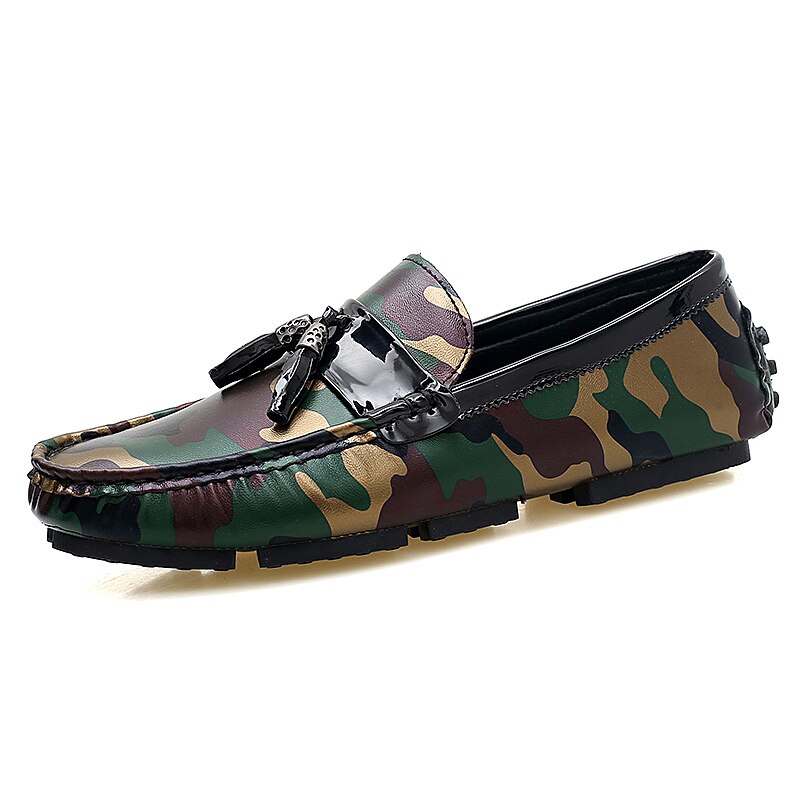 Merkmak Men'S Casual Shoes A Pedal Low To Help Flat Lazy Peas Camouflage Casual Shoes Men British Driving Footwear: Camouflage gold / 12