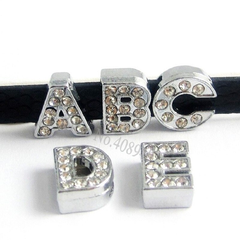 130pcs 8mm Volledige Rhinestone Engels Alfabet A-Z DIY Slide letters. slide brief. Charm fit Armband/polsbandje LSSL01 * 130