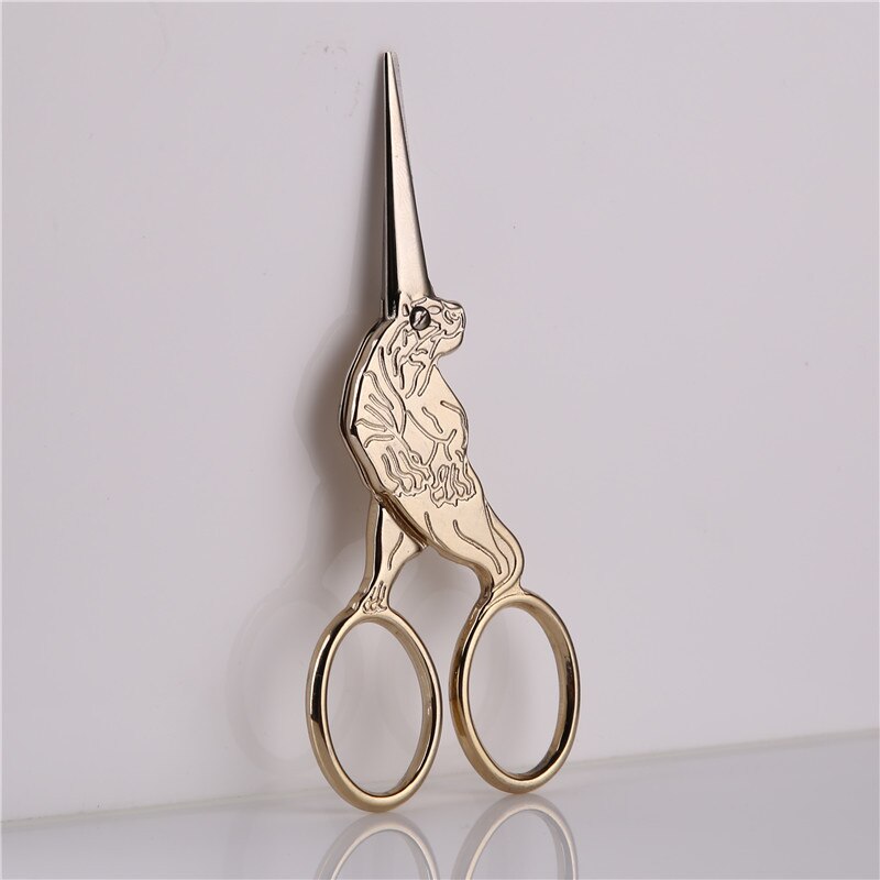 Forbici da cucito per modellismo zodiacale cinese forbici da ricamo Vintage ▾ strumenti per cucire forbici decorativo dorate in acciaio inossidabile: tigre