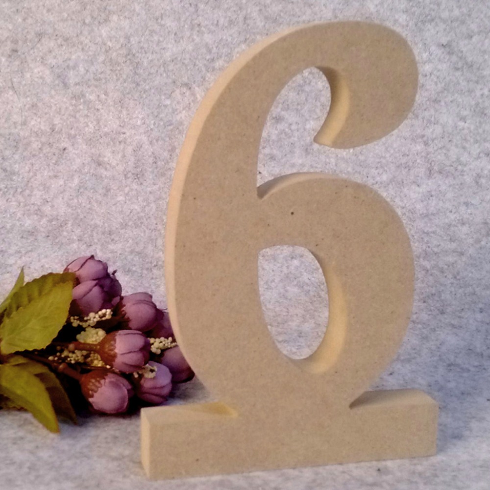 10 piezas 1-10 MDF de madera tabla Números Mesa números de la con soporte Base para la de cumpleaños de la boda de la casa bricolaje Decoración