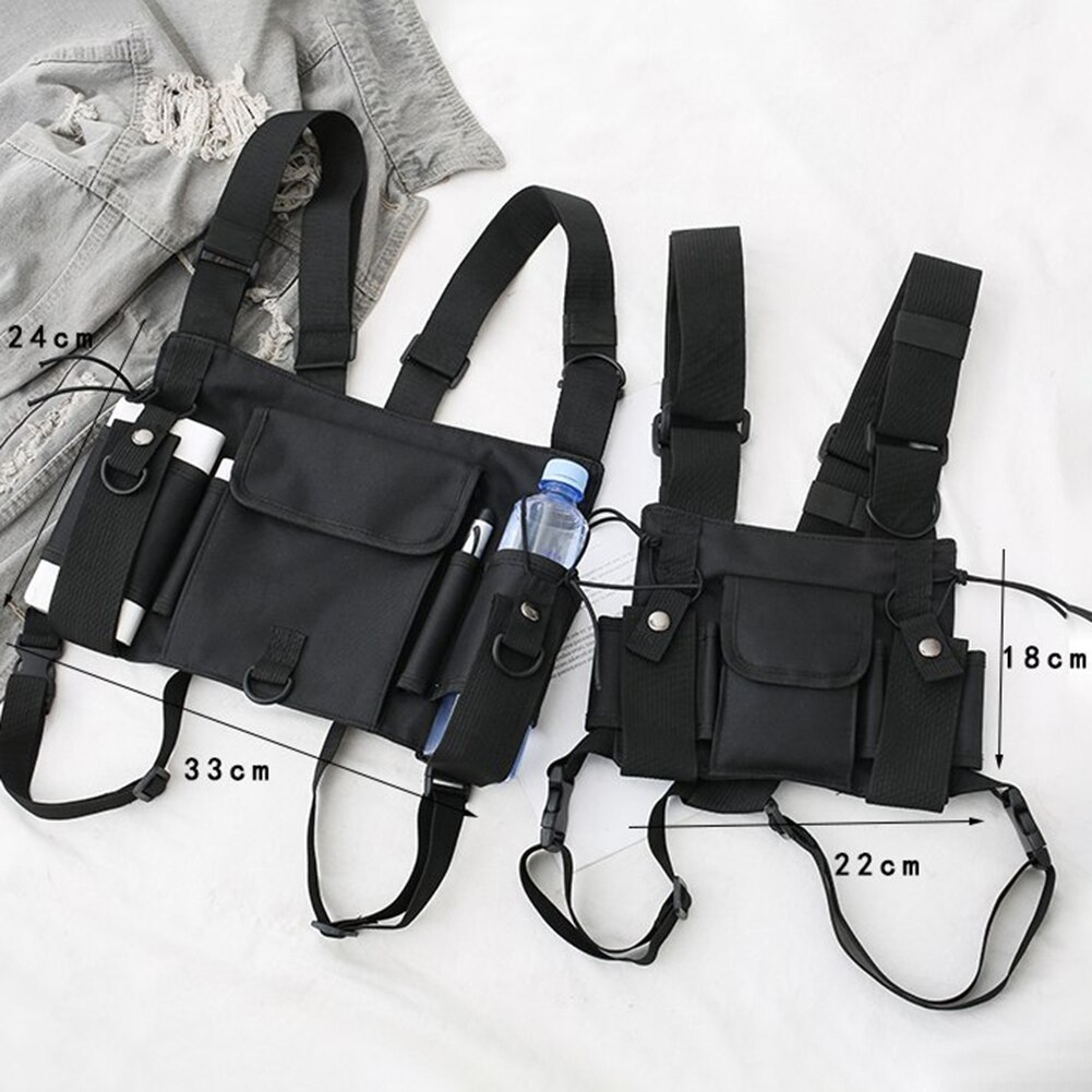 Unisex outdoor verstelbare vest borst hangtas dubbele schouder taille tas hangtas dubbele schouder taille tas taille p