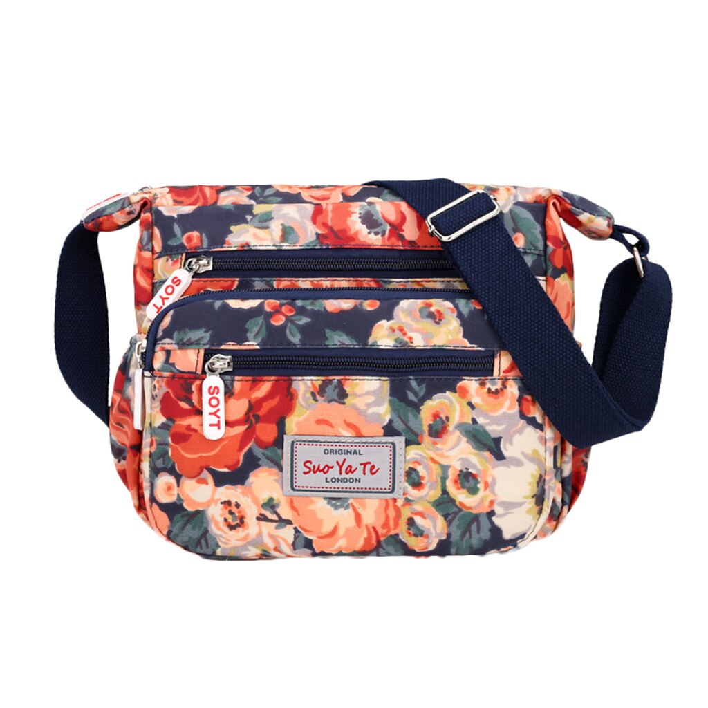 Aelicy Women's Nylon Flower Zipper Shoulder Bags Messenger Bag Multifunctional Bag Travel: Orange