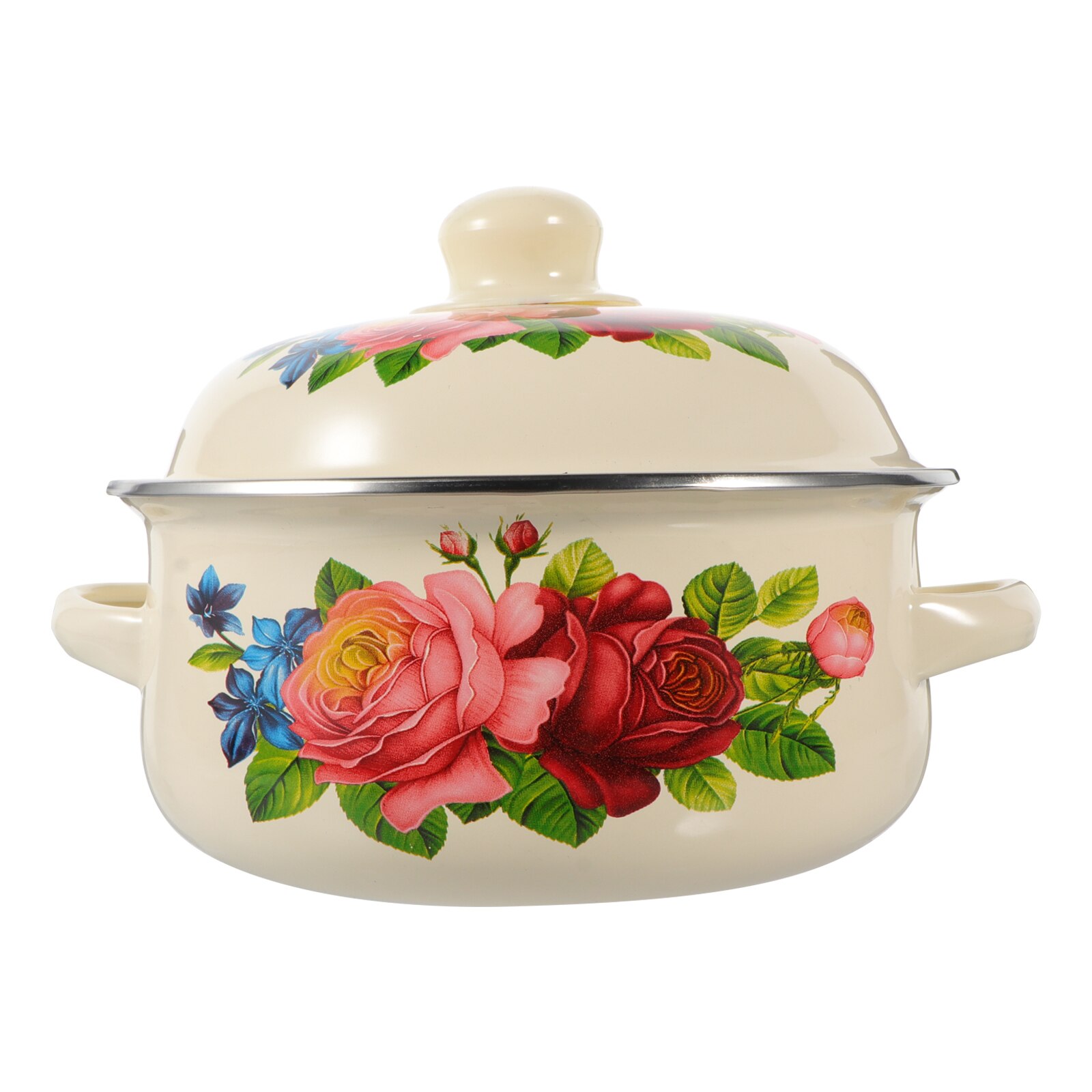 Kitchen Stockpot Enamel Cooking Pot Binaural Soup Pot Home Cooking Utensil