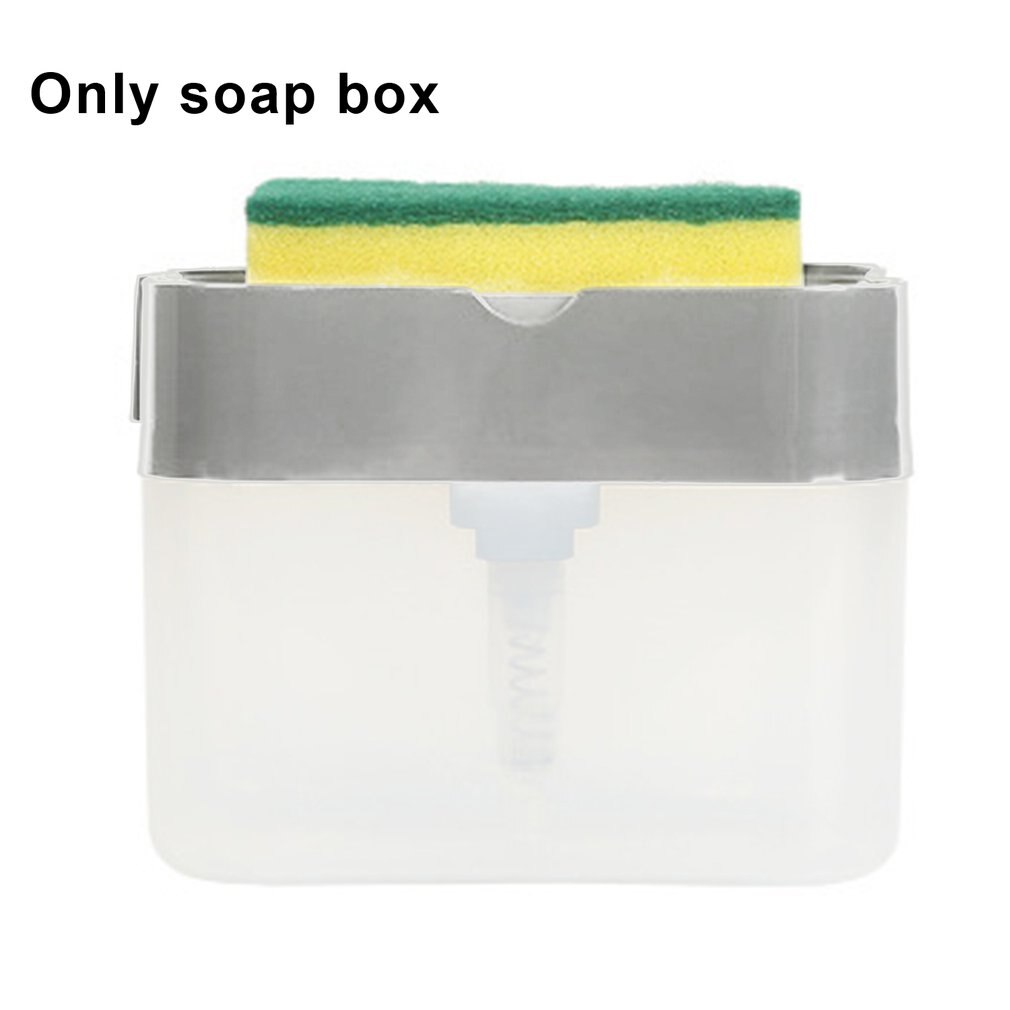 Automatic Liquid Box Scouring Pad Dishwashing Brush Soap Box Convenient And Practical Automatic Liquid Box: Light grey