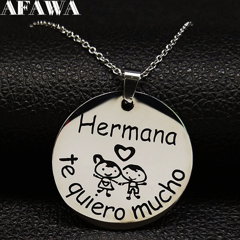 Hermana-collar de acero inoxidable para mujer, gargantilla de Color plateado, collares y colgantes, joyería para mujer N186715