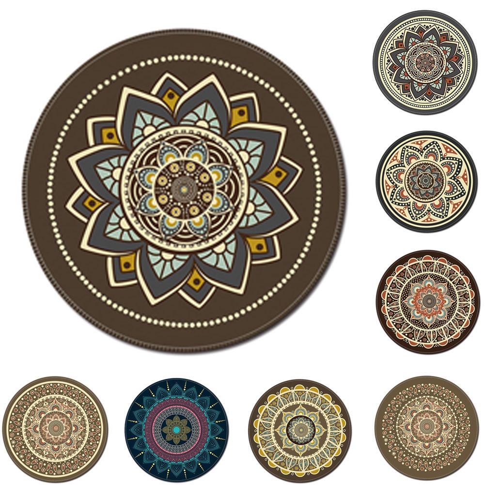 1Pcs Vintage Bohemian Patroon Ronde Computer 3D Spel Tapijt Muismat Mat Antislip Mousepad