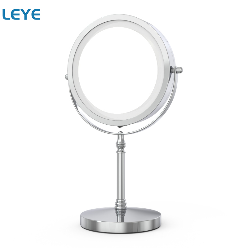 10X Magnifying Makeup Mirror Cosmetic LED Light Bathroom Mirrors Round Shape Desktop Backlit Mirrors In The Shower