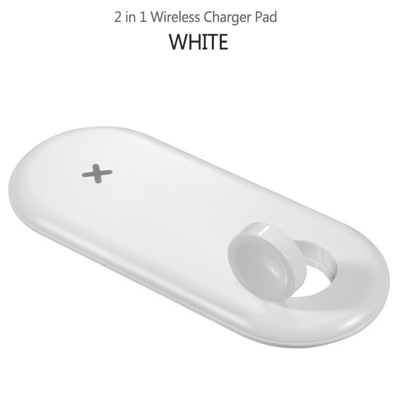 Horloge Magnetische Oplader Qi Draadloze Oplader Pad Voor Apple Iwatch 5 4 3 2 Iphone 11 Pro Xs Max Xr 8 Plus Draadloze Snel Opladen: Pad White