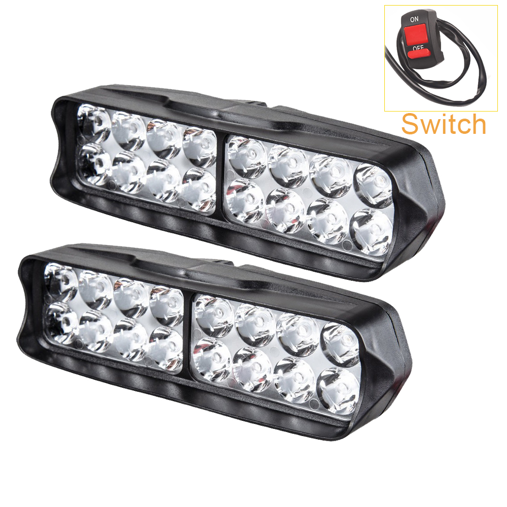 16/12/8 led-arbetsljusramp för motorcykel, strålkastare för barra, extra led-strålkastare för motorcykel, för 4 x 4 terränggående atv-lastbilar: Orange