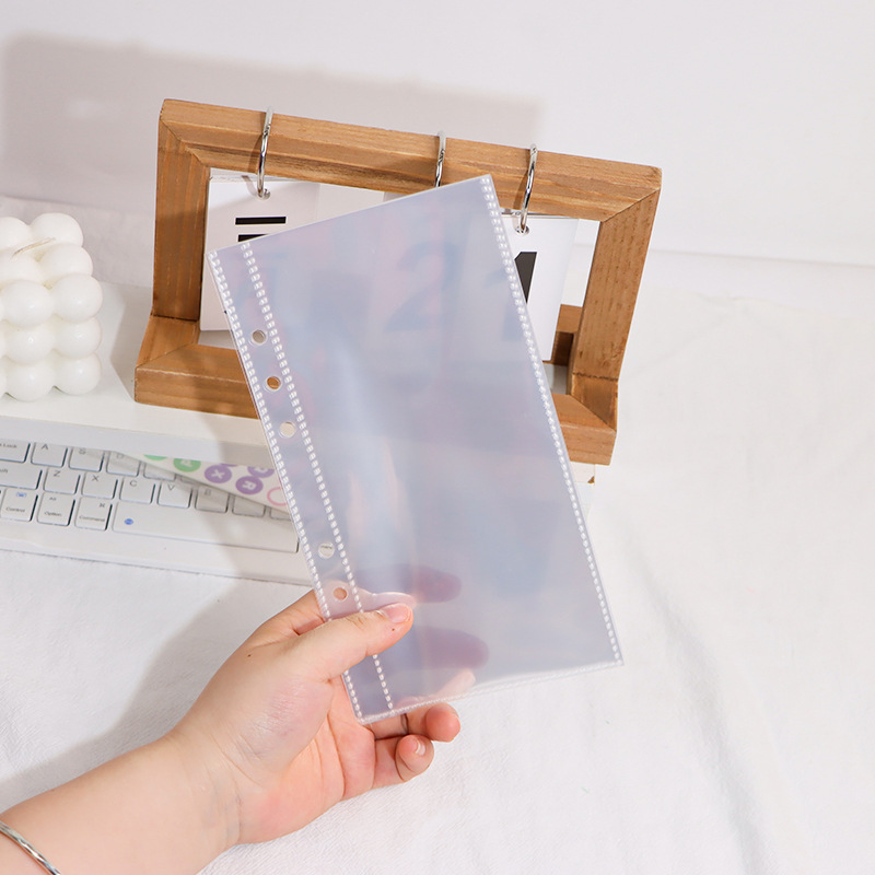 Archivador transparente A6, cuaderno de 6 agujeros, hojas sueltas, bolsa para documentos DIY, anillos de carpeta, encuadernación de almacenamiento de PVC