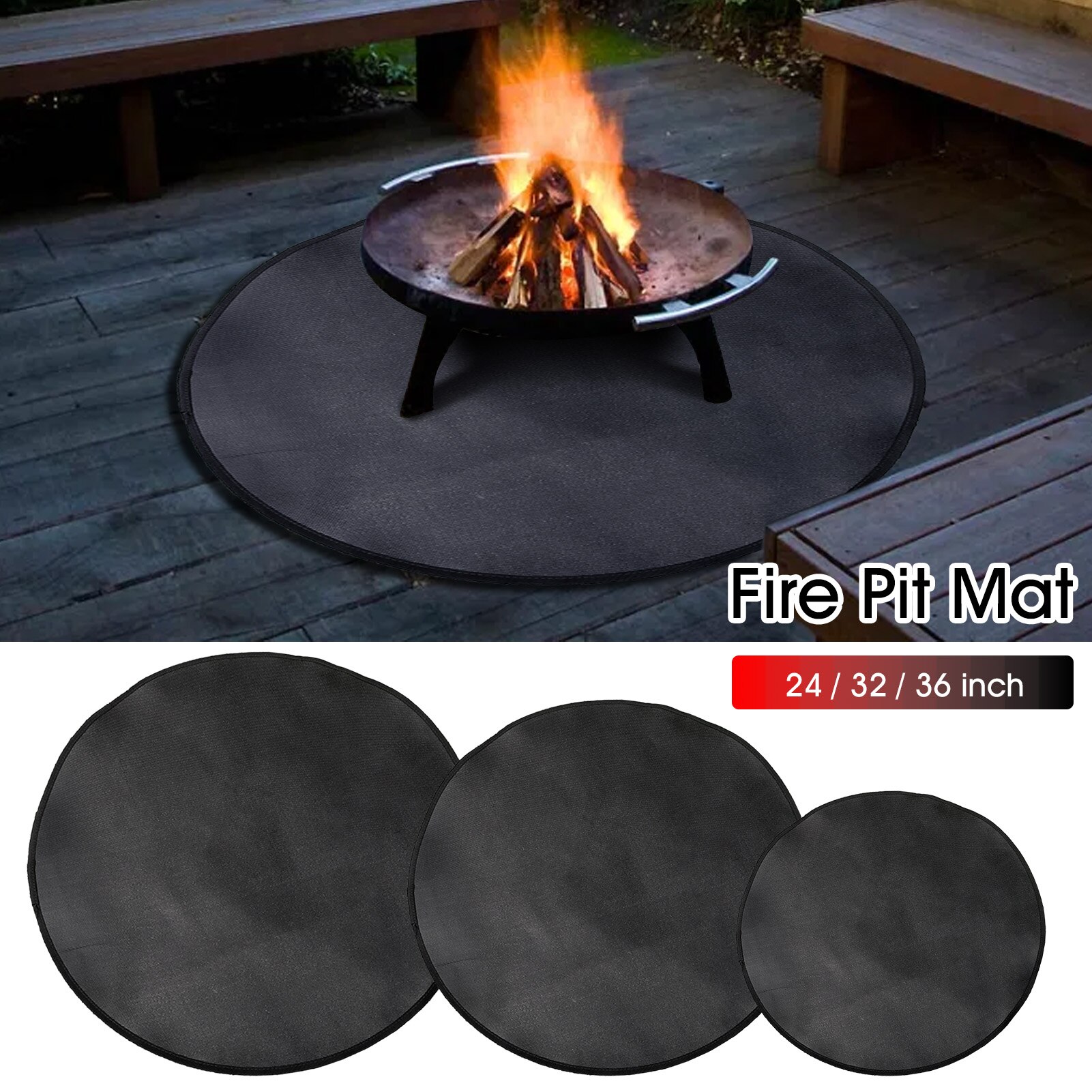 Tapis de Protection pour foyer et Barbecue, rond, résistant au feu, pour cheminée
