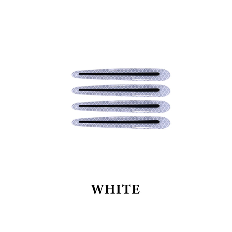 4pcs 3D Auto Deurklink Reflecterende Strips Waarschuwing Tape Deurklink Kom Cover Sticker Reflector Auto Styling Exterieur Accessoires: 4PCS WHITE STRIPS