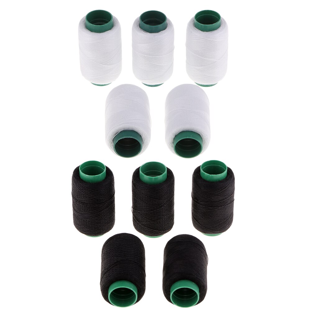 Carretes de costura a mano, hilo de punto de cruz, blanco y negro, 10 unidades