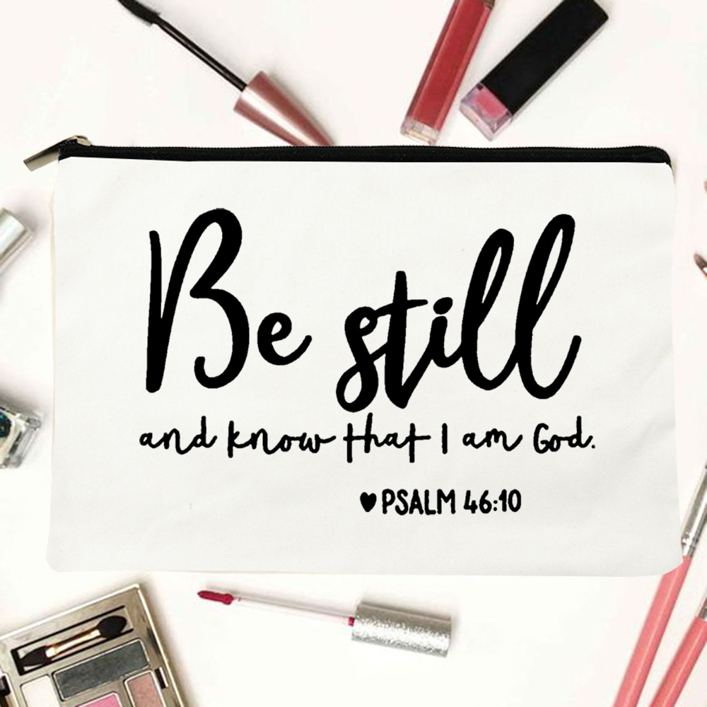 My God Christian Cosmetic Bags Christ Printing Makeup Cases Women Lipstick Bag Harajuku Purse Organizer Eco Casual Canvas Pouch: W03655-TBWH-D