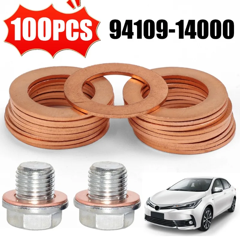 Juntas de sellado del tapón de drenaje de aceite del motor OE # 94109-14000 Tornillo de cárter de aceite de coche Arandela de aluminio/cobre Accesorios reemplazables para Honda