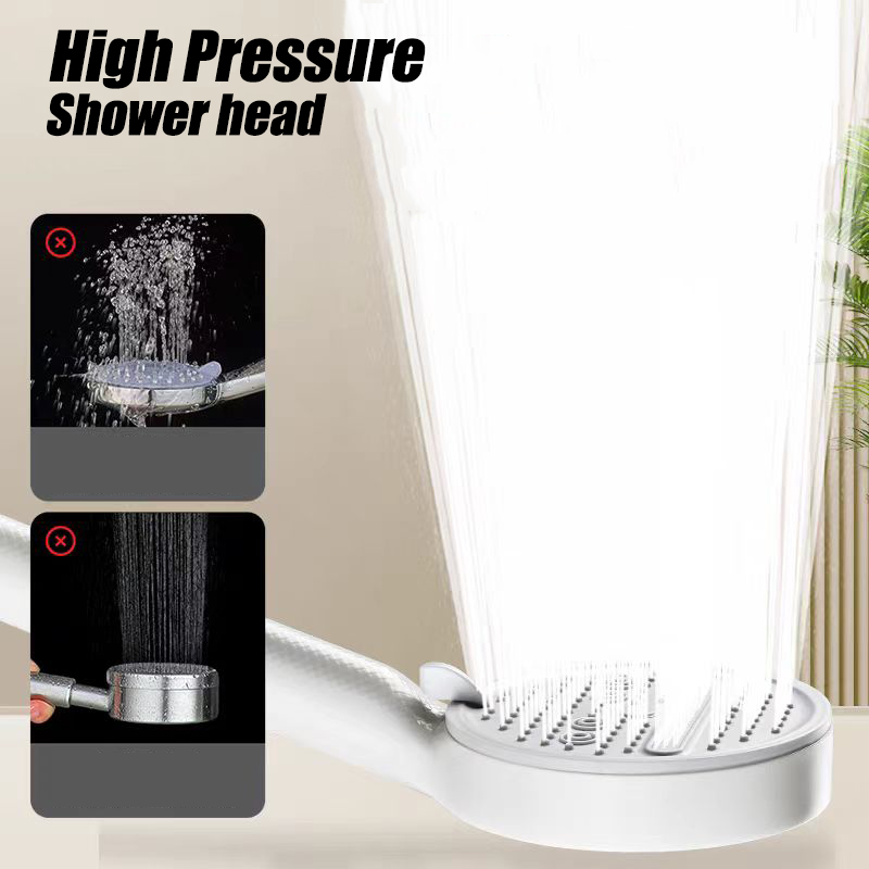 Cabezal de ducha ajustable de 5 modos, cabezal de ducha ahorrador de agua para baño con Base de manguera, accesorios de baño con patrón de fibra de carbono