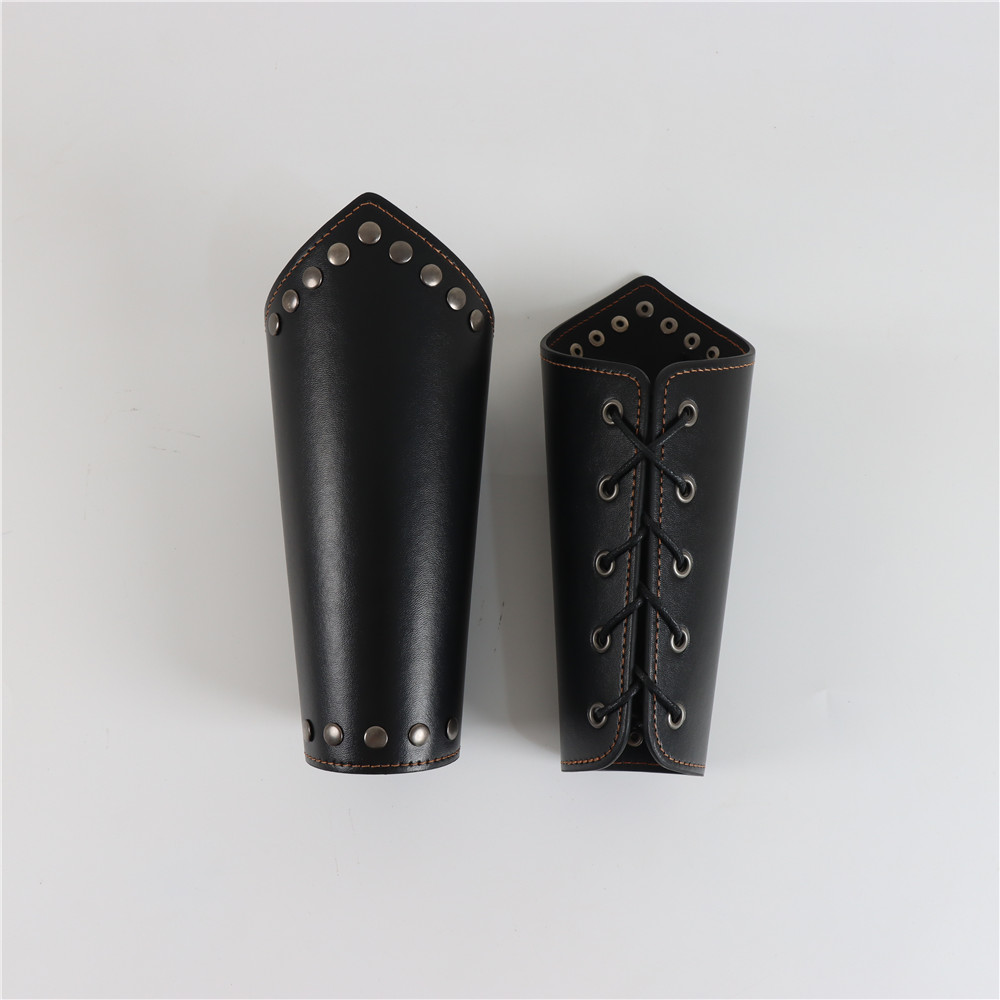 Men Medieval Cosplay PU Leather Armor Arm Warmers Lace-Up Viking Pirate Knight Gauntlet Wristband Bracer Steam Punk Accessories
