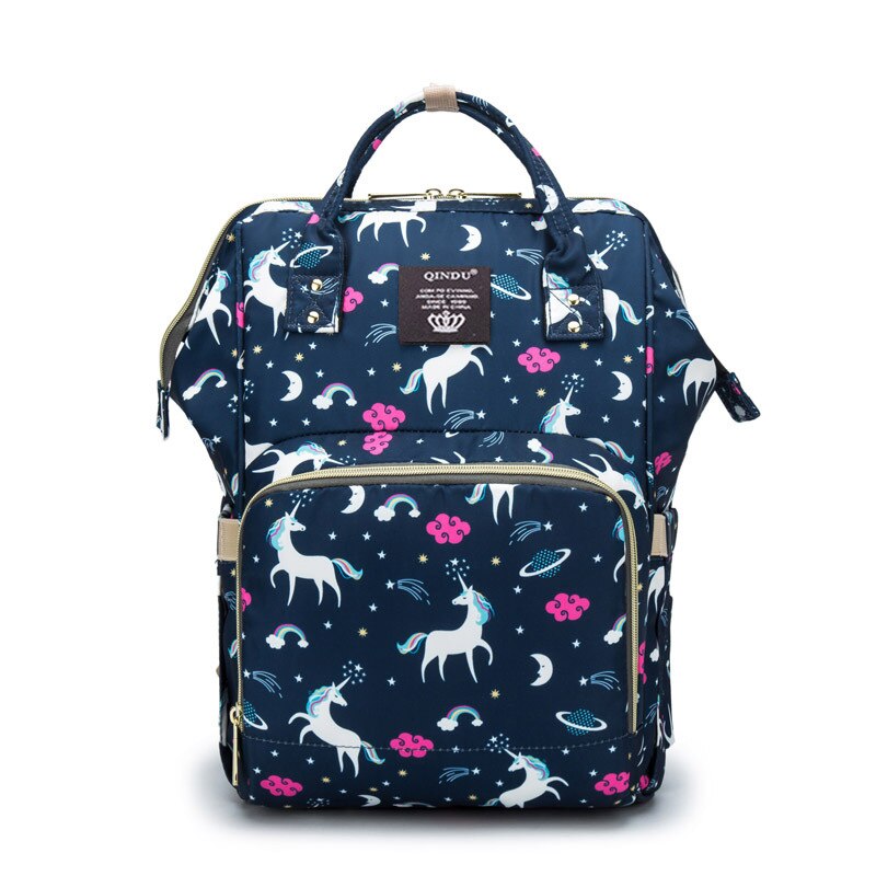 Saco de fraldas do bebê mamãe carrinho de criança sacos usb grande capacidade à prova dusb água kits múmia maternidade mochila viagem enfermagem bolsa: Unicorn Blue