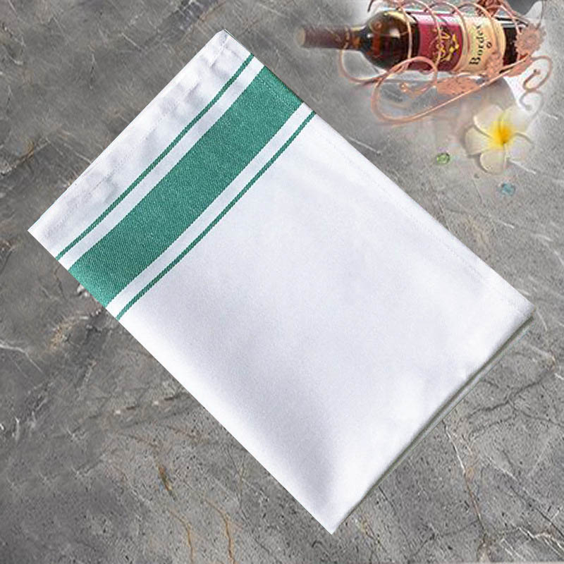 5pcs/batch Cotton Wiping Cloth Western Restaurant Napkin Towel Absorbent Cotton Plaid Tea Towel Handkerchief: Green 50x70cm