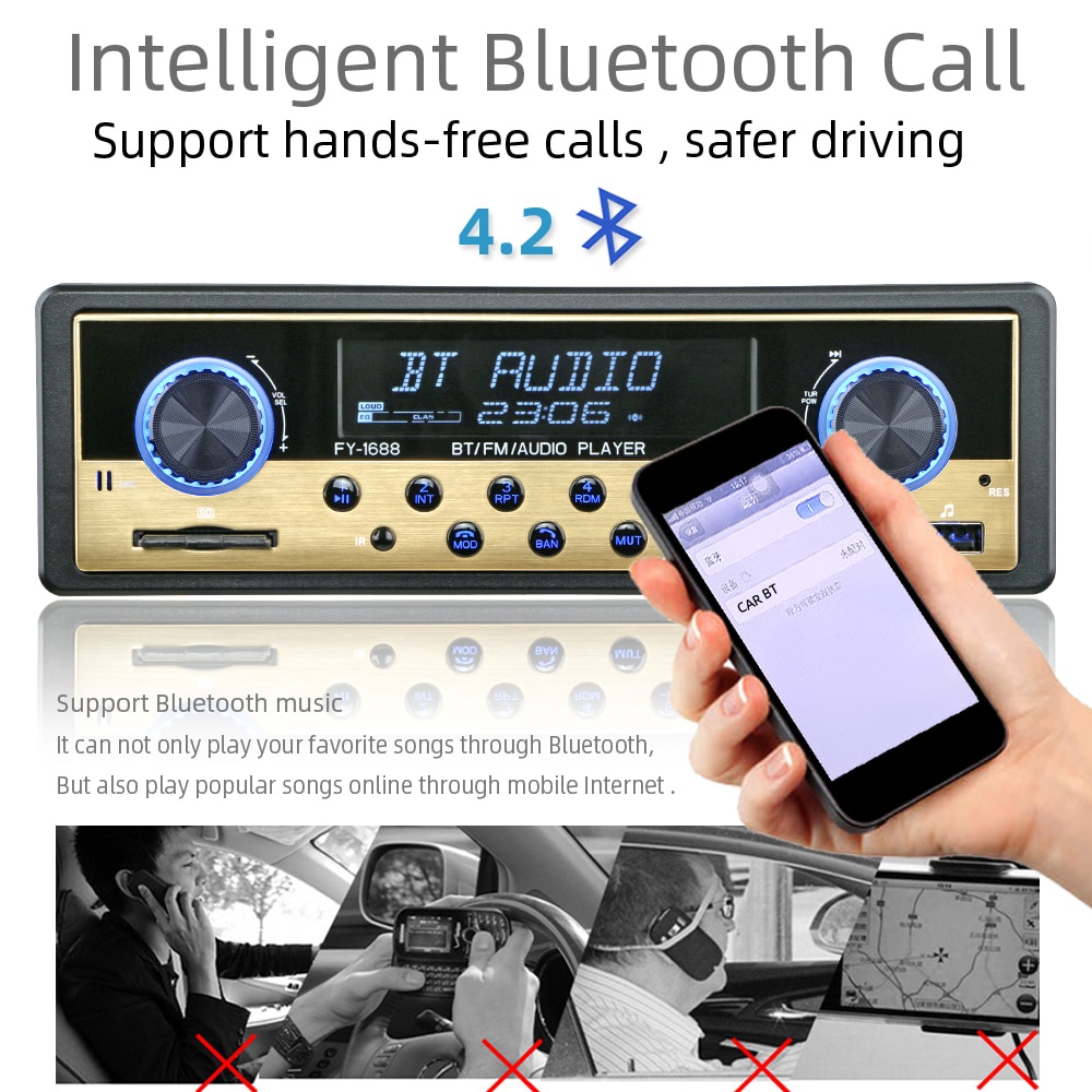 Autoradio 1 Din Auto Radio Coche Bluetooth Stereo Audio Fm Ontvanger Usb Sd Aux Autostereo MP3 Multimedia Speler Auto Elektronica