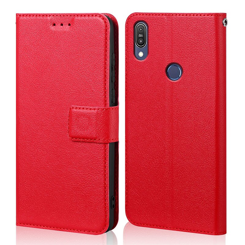 Coque à rabat en cuir et Silicone pour Asus Zenfone Max Pro M1, ZB602KL, X00TD: Red
