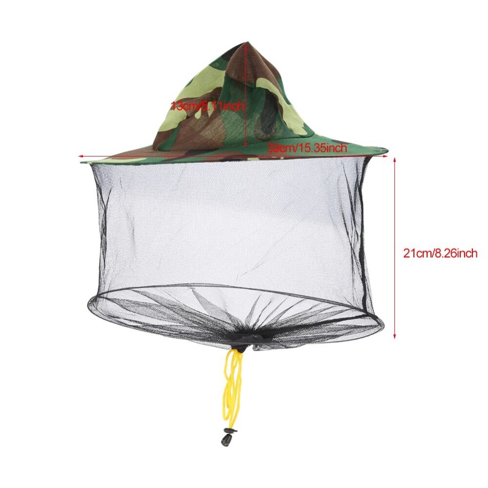Midge Mosquito Insect Hoed Mesh Vissen Caps Hoofd Netto Gezicht Protector Camouflage Camping Kit Hoed